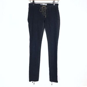 JBRANDUARTE Jeans Skinny Minx Suffragette Black Faded Wash Lace Up Charm Size 24